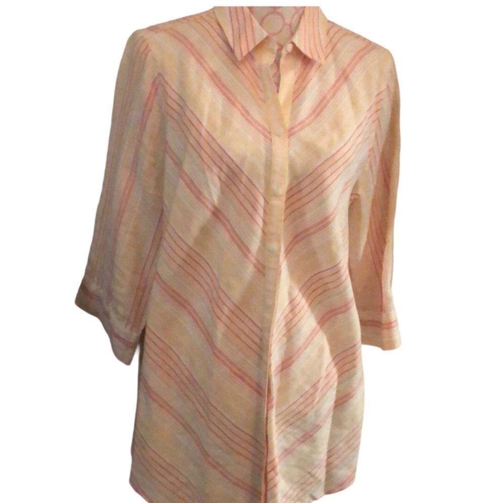 Chico’s Chevron Pattern Linen Button Down EUC